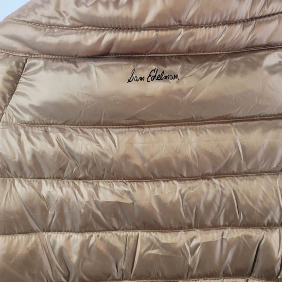 Sam Edelman Womens Gold Puffer Down Jacket Coat Size Large Medium - Picture 9 of 10